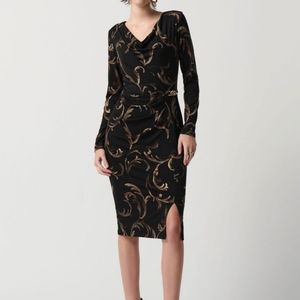 Joseph Ribkoff Baroque Leaf Wrap Dress Size 12 NWT